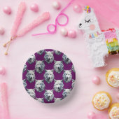 White Wolf Head Pattern Design Purple  Pappteller (Party)