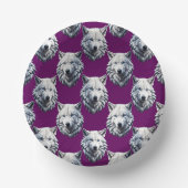 White Wolf Head Pattern Design Purple  Pappteller (Vorderseite)