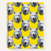 White Wolf Head Pattern Design Yellow Notizblock (Vorderseite)