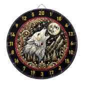White Wolf Howls unter glühendem Mond Dartscheibe (vorne)