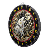 White Wolf Howls unter glühendem Mond Dartscheibe (Vorderseite rechts)