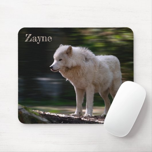White Wolf Individuelle Name Wildlife Lover Mousepad (Mit Mouse)