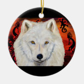 White Wolf Keramik Ornament (Vorne)