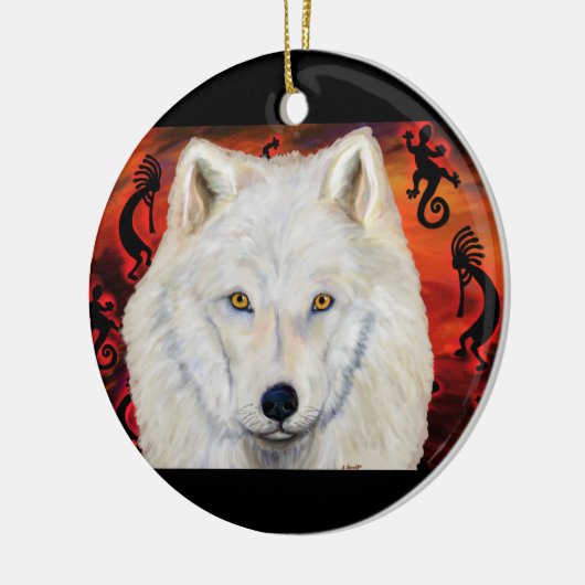 White Wolf Keramik Ornament (Links)