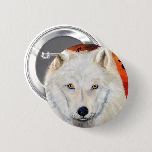 White Wolf Kokopelli Button (Vorne & Hinten)