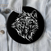 White Wolf Kopf auf schwarz Button (Beispiel)