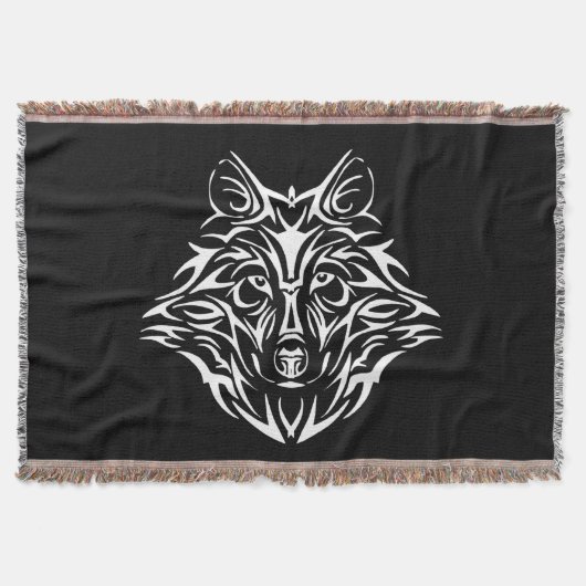 White Wolf Kopf auf schwarz Decke (Vorderseite)