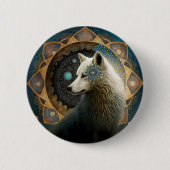 White Wolf Mandala Button (Vorderseite)