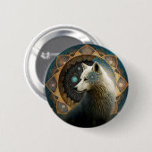 White Wolf Mandala Button (Vorne & Hinten)