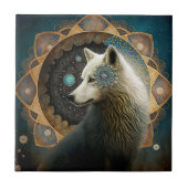 White Wolf Mandala Fliese (Vorderseite)