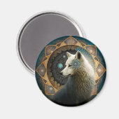 White Wolf Mandala Magnet (Vorderseite/Rückseite)