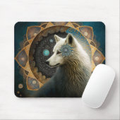 White Wolf Mandala Mousepad (Mit Mouse)