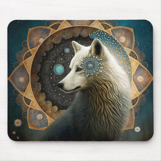 White Wolf Mandala Mousepad (Vorne)
