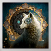 White Wolf Mandala Poster (Vorne)