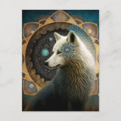 White Wolf Mandala Postkarte (Vorderseite)