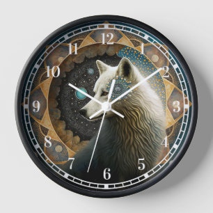 White Wolf Mandala Uhr