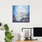 White Wolf Mates Art Poster/Print Poster (Heimbüro)