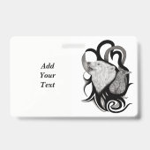 White Wolf mit Raven Tribal Art Ausweis (Rückseite)