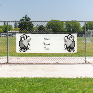 White Wolf mit Raven Tribal Art Banner