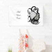 White Wolf mit Raven Tribal Art Banner (Insitu)