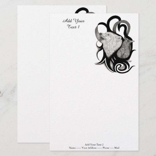 White Wolf mit Raven Tribal Art Briefpapier (Vorne/Hinten)