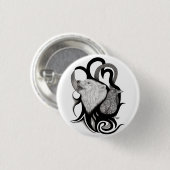 White Wolf mit Raven Tribal Art Button (Vorne & Hinten)