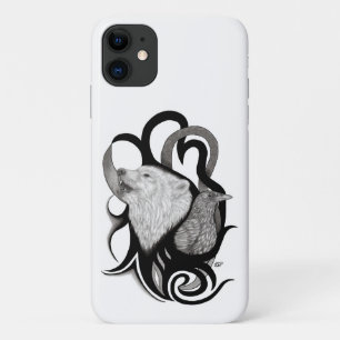 White Wolf mit Raven Tribal Art Case-Mate iPhone Hülle