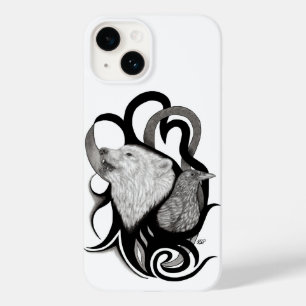 White Wolf mit Raven Tribal Art Case-Mate iPhone 14 Hülle