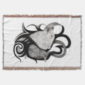 White Wolf mit Raven Tribal Art Decke (Vorderseite)