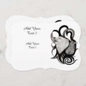 White Wolf mit Raven Tribal Art Einladung (Vorne/Hinten)