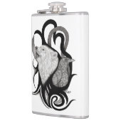 White Wolf mit Raven Tribal Art Flachmann (Links)