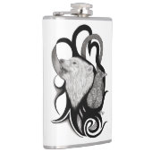 White Wolf mit Raven Tribal Art Flachmann (Rechts)