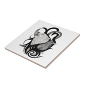 White Wolf mit Raven Tribal Art Fliese (Seite)