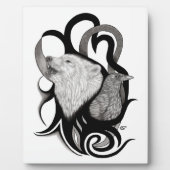 White Wolf mit Raven Tribal Art Fotoplatte (Vorderseite)