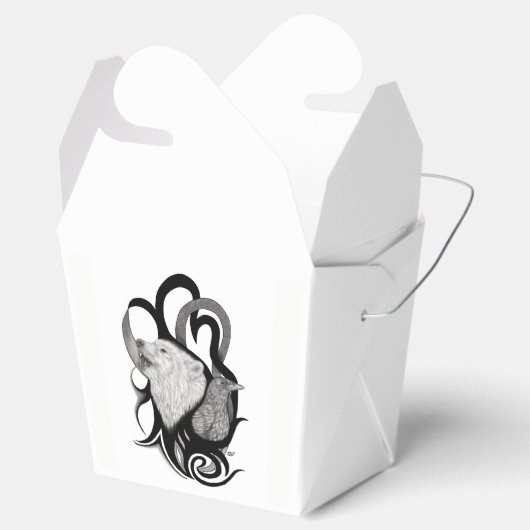 White Wolf mit Raven Tribal Art Geschenkschachtel (Geöffnet)