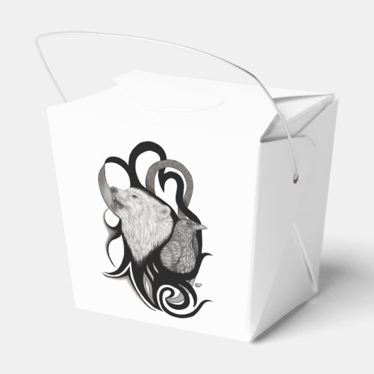 White Wolf mit Raven Tribal Art Geschenkschachtel (Rückseite)