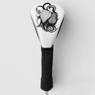 White Wolf mit Raven Tribal Art Golf Headcover