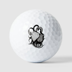 White Wolf mit Raven Tribal Art Golfball