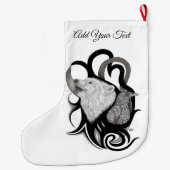 White Wolf mit Raven Tribal Art Großer Weihnachtsstrumpf (Rückseite)