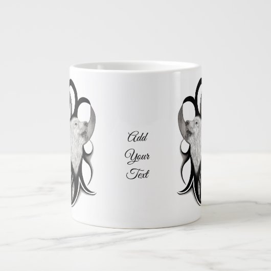 White Wolf mit Raven Tribal Art Jumbo-Tasse (Vorderseite)
