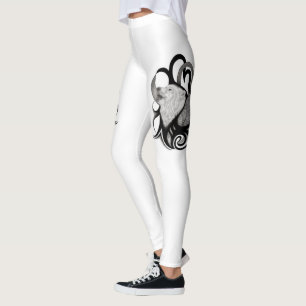 White Wolf mit Raven Tribal Art Leggings