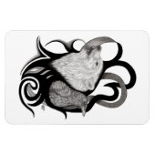 White Wolf mit Raven Tribal Art Magnet (Horizontal)