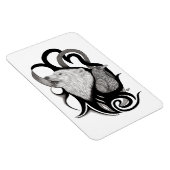 White Wolf mit Raven Tribal Art Magnet (Rechte Seite)
