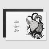 White Wolf mit Raven Tribal Art Magnetkarte (Vorne/Hinten)