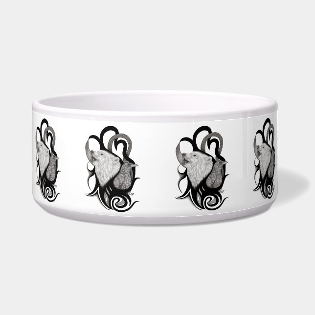 White Wolf mit Raven Tribal Art Napf (Vorderseite)
