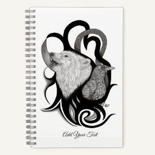 White Wolf mit Raven Tribal Art Notizblock