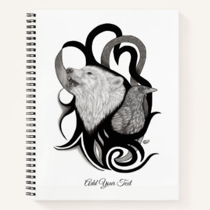 White Wolf mit Raven Tribal Art Notizblock