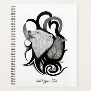 White Wolf mit Raven Tribal Art Planer