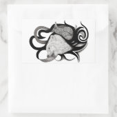 White Wolf mit Raven Tribal Art Rechteckiger Aufkleber (Tasche)