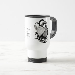 White Wolf mit Raven Tribal Art Reisebecher